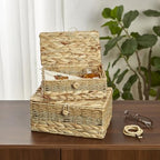 2PCS Wicker Storage Baskets with Lids Decorative Rattan Boxes - Image 6