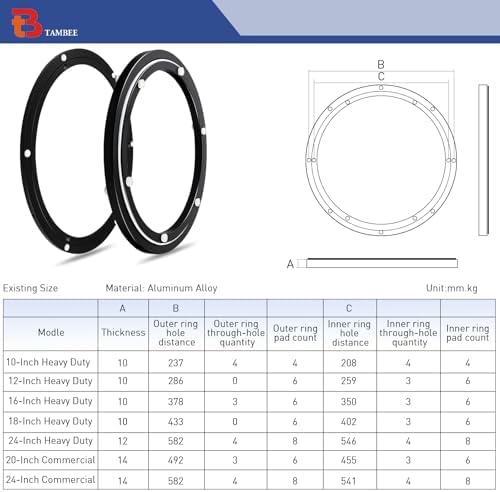TamBee 24 Inch Lazy Susan Hardware 600 LBS Load Capacity Heavy Duty Turntable Bearing Large Lazy Susan Parts Kit Rotating Ring Mechanism for Dining Tables, Woodworking(Base Only, Black) - Image 3