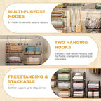 X-cosrack 7 Tier Foldable Hanging Closet Organizer and Storage,Wire Closet Shelving with 4 Large Hooks+ 5 S Hooks,Hanging Basket for Clothes Sweaters Shoes Handbags,Small Closet Organizers - Image 5
