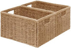 Vagusicc 2 Packs Large Wicker Storage Basket, Closet Storage Baskets Bins for Shelves, Decorative Collapsible Baskets for Organizing Clothes Toy Nursery Bathroom Organizers and Storage, Natural by Vagusicc