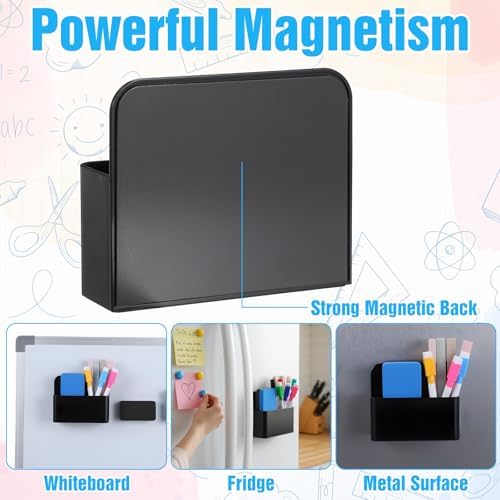20 Pack Magnetic Dry Erase Marker Holder Bulk Whiteboard Magnetic Marker Holder Pen Pencil Organizer for Classroom Whiteboard Refrigerator Locker Storage (Black) - Image 4