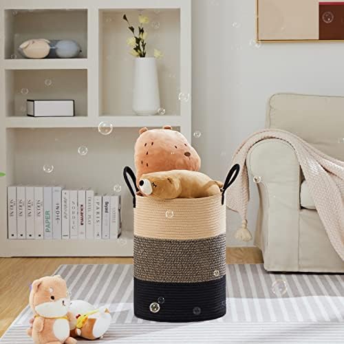 VIPOSCO 58L Tall Woven Laundry Basket Hamper, Brown Black - Image 2