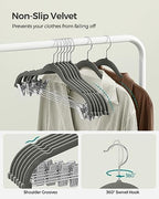 SONGMICS 20-Pack Pants Hangers, Velvet Hangers with Adjustable Clips - Image 5