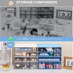 Desk Storage Organizer with 9 Drawers, 4 Tiers Stackable Desktop Craft Storage Drawers, Clear Storage Box Caddy for Stationary Makeup Jewelry Office Craft Supplies (Blue) - Image 6