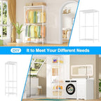 Ulif E10 Clothes Rack（With Stretchable Hanger Rod）Freestanding Clothing Racks for Hanging Clothes，Adjustable Closet Organizer System，Portable Garment Rack 73-97"W x 15" D x 72" H，Max Load 800LBS，White - Image 6
