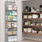 Over Door Organizer with 6 Extra Large Pockets 12 Side Pockets, Sturdy Closet Storage Rack, Hanging Storage Organizer with Clear Window for Shoes, Diaper, Bedroom, Bathroom, Grey, 6-Pack - Image 3
