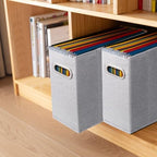 4 Packs Letter Size File Organizer, File Folders Organizer, Fabric Storage Box, Collapsible Paper Organizer with Metal Handle, Smooth PVC Rails, Only Box (Light Gray) - Image 7
