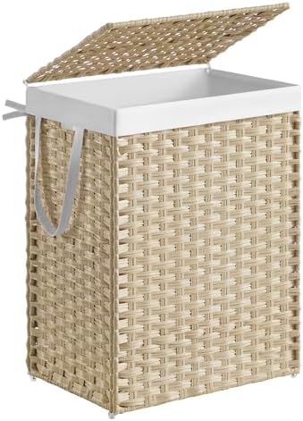 SONGMICS Laundry Hamper with Lid, 23.8 Gal (90 L) Synthetic Rattan,Foldable by SONGMICSbySONGMICSHOME