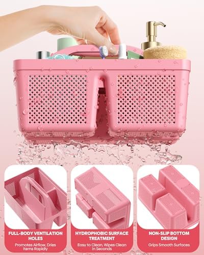 Portable Shower Caddy with Handle - 4 PCS, BPA-free, Pink - Image 5