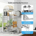 Upgrade 3 Tier Over Sink Dish Drying Rack Adjustable Width - Image 3