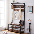 3-in-1 Entryway Coat Rack,Vintage Industrial Hall Tree 72 Inch with Storage Bench and Coat Racks Entryway Storage Shelf Organizer with 9 Hooks， Large Size, Wood Look Accent Furniture with Metal Frame by MasterofSpaceOptimization