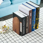 Large Bookend Hold Heavy Books-7x4x5in 3 Pack Non-Skid Wood Bookends Walnut - Image 4