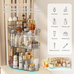 Corner Bathroom Counter Organizer with Makeup Brush Holder & Toothbrush Holders, Makeup Organizer for Vanity Countertop, Acrylic Skincare Storage Shelf (Grey, 3-Tier) - Image 6