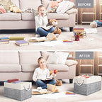 Fab totes Storage Bins 8-Pack, Foldable Storage Baskets for Organizing Toys, Books, Shelves, Closet, Large Storage Box with Rope Handles, Sturdy Organizer Bins, White & Grey - Image 6
