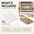 Acrylic Spice Drawer Organizer 4 PK, Expandable 13"-26" Acrylic Spice Rack for Drawer Seasoning Organizer Tray, Shelf Stackable 4-Tier Herb Jar Rack Insert for Kitchen Cabinet, Herb Jars Not Included - Image 2