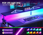 ODK 48 Inch L Shaped Gaming Desk with LED Lights, Power Outlets, Black - Image 5