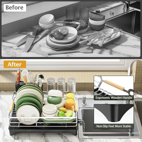 Epicano Dish Drying Rack for Kitchen Counter,Large Capacity,Silver - Image 7