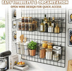 10 PCS Wire Baskets Wall Grid Panel Hanging Wire Basket Hanging Wall Baskets No Drilling Wall Hanging Baskets Grid Wall Storage Basket for Kitchen Bathroom Home Decor Supplies Large - Image 4