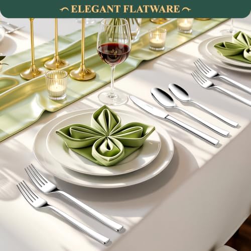 49-Piece Silverware Set with Bamboo Organizer,Rectangular - Image 6