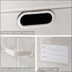 PRANDOM Collapsible Storage Bin with Lid [3-Pack] Fabric Foldable Storage Box Organizer Container Basket Cube with Cover for Home Bedroom Closet Office Beige(15.3x10x9.7) - Image 5