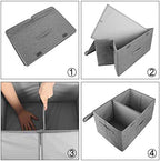 2 Pack Storage Boxes with Lids and Handles, Collapsible Linen Storage Bins Organizer Containers Baskets Cube with Removable Divider for Home Bedroom Closet Office (Coffee, Small) - Image 3