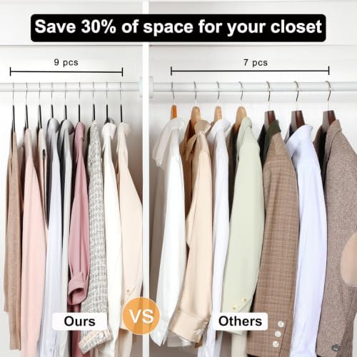 TOPIA HANGER Black Wooden Hangers 30 Pack, 0.28-inch Thick Slim Wood Clothes Hanger with Flat Design and Smooth Notches, Lightweight Space Saving Hangers for Shirt, Coat, Camisole-CT31B - Image 6