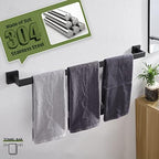 KOKOSIRI 36-Inch Single Towel Bar, Bathroom Kitchen Towel Holder, Wall Mounted SUS304 Stainless Steel Towel Rack, Matte Black, B4003BK-L36 - Image 6