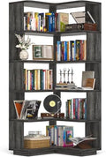 Armocity Corner Book Shelf, 6-Shelf L Shaped Corner Bookshelf with Baffle by Armocity