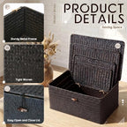 Woanger Set of 4 Wicker Baskets with Lids, Black - Image 3
