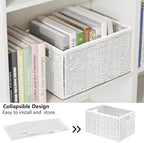 Vagusicc 2 Packs Large Wicker Storage Basket, Closet Storage Baskets Bins for Shelves, Decorative Collapsible Baskets for Organizing Clothes Toy Nursery Bathroom Organizers and Storage, White - Image 3