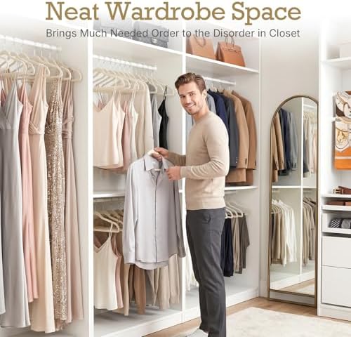 HOUSE DAY Ivory Velvet Hangers 60 Pack, Premium Non Slip Clothes Hanger - Image 4
