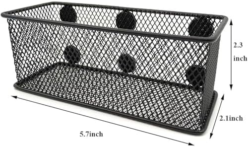 EASEPRES Magnetic Pencil Holder Set of 6 - Black Wire Mesh Storage Baskets Organizer with Strong Magnets - Perfect for Whiteboard, Refrigerator and Locker Accessories - Image 2