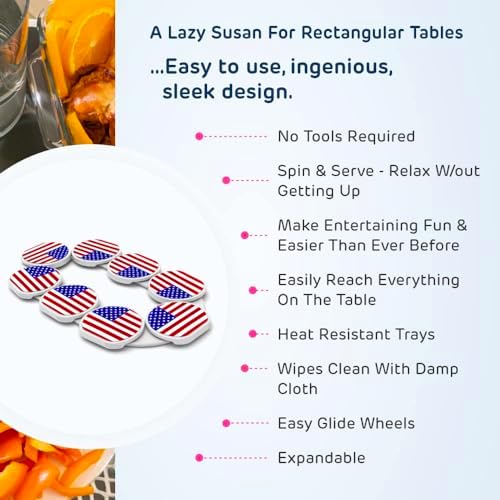 US Flag - The Lazy Susan Revolution - The First Patented Lazy Susan Turntable Expandable for Rectangular & Oblong Tables - Kitchen & Dining Tables - Great Gift! Parties & Gatherings - Image 3
