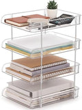 4 Tiers Clear Letter Tray Desk Organizer Paper File Organizers by Unknown