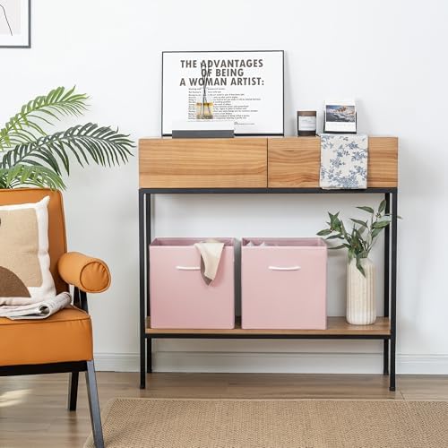 StorageWorks Pink Storage Cubes, 13x13 Leather Cube Organizer Bins, 4-Pack - Image 6