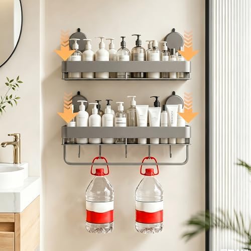 Aluminum Shower Caddy(2-Pack Gray),Shower Shelves for Wall. - Image 4