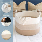 OrganiHaus Round Toy Basket & Blanket Basket, Cotton Rope 20x13" - Image 3