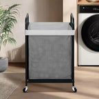 STO STO Laundry Hamper, 90L Rolling Laundry Sorter Cart with Removable and Washable Liner Bag, Clothes Hamper with Wheels and Metal Handle for Laundry Room and Bedroom, Gray - Image 2