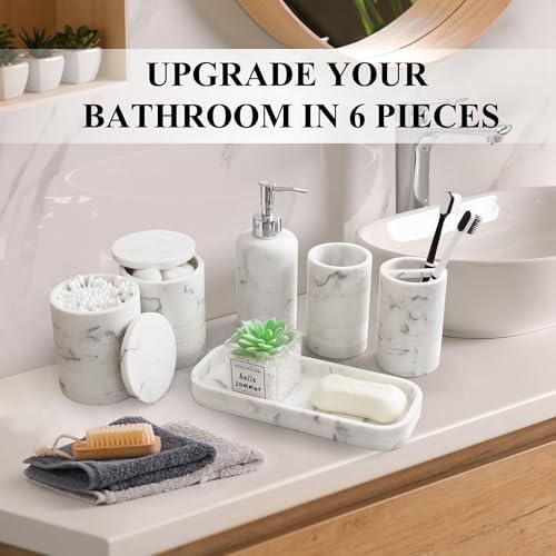 LIN CHUAN 6-Piece Bathroom Accessories Set, Bathroom Organizer, White - Image 4