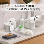 LIN CHUAN 6-Piece Bathroom Accessories Set, Bathroom Organizer, White - Image 4