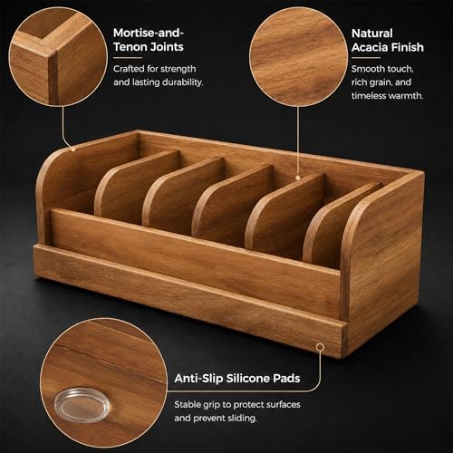 MinBoo Acacia Wood Belt Organizer Box,6 Grids Belt Rack for Closet and Drawer, Belt Storage Organizer and Displayer for Men Women - Image 5