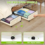 Tututry Under Bed Storage with Wheels, XXL 60L Under the Bed Storage Bins, Underbed Storage Containers with Lids & Label, Rolling Metal Drawer for Shoes, Clothes, Books, Toys (4-Pack Beige) - Image 3