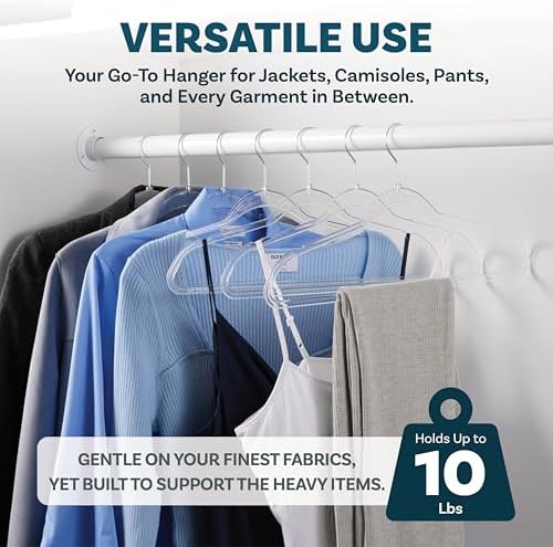 DEILSY™ Clear Thin Hangers with Silver Hook Non-Velvet Hangers 50 Pack - Image 6