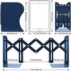 2 Pack Adjustable Metal Book Ends for Heavy Books, Extends Up to 19", Blue - Image 2