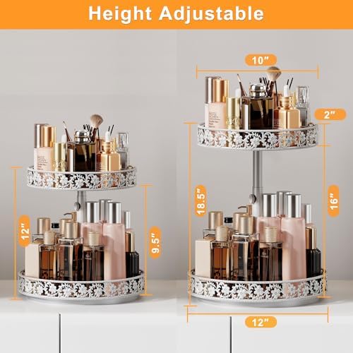 2 Tier Lazy Susan Organizer Turntable, 12 Inch, White - Image 3