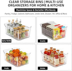12 Pack Clear Plastic Storage Bins, Pantry Organizers and Storage, Multi-Use Clear Pantry Organizer Bins Storage Containers with Handles for Kitchen, Bathroom, Freezer, Cabinet, Office - Image 4
