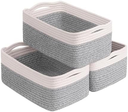 Goodpick 3-Pack Cotton Rope Baskets for Shelves, 13 x 8 x 5 in by Goodpick