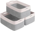 Goodpick 3-Pack Cotton Rope Baskets for Shelves, 13 x 8 x 5 in by Goodpick