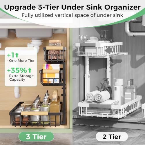 3 Tier Under Sink Organizer: Pull Out Cabinet Storage for Bathroom,1 Pack - Image 3