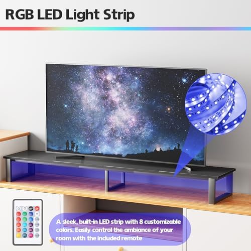 aboxoo 45" TV Riser with Light for 32-60 inch TV, TV Shelf with Steel Legs - Image 5